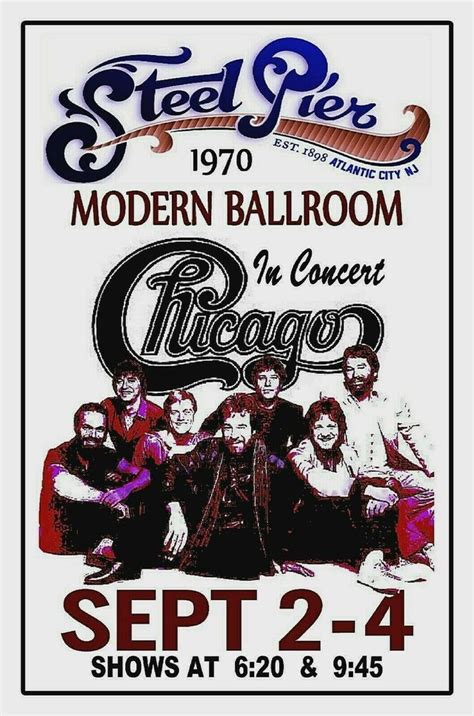 In Concert Chicago 1970 Atlantic City Nj Steel Pier Concert Poster Band