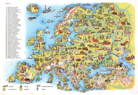 Drawn Map Of Europe From A 1956 Kids Encyclopedia Other Continents