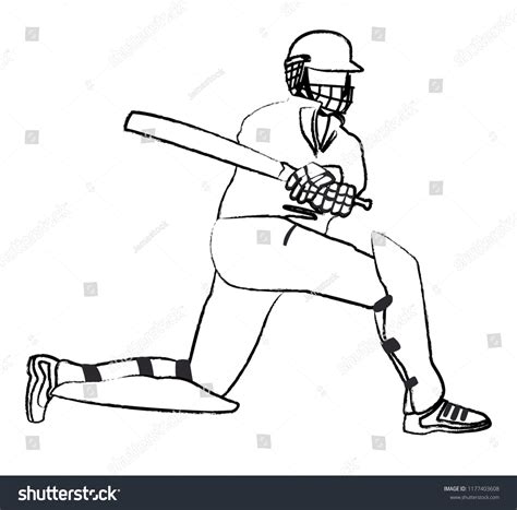 Cricket Player Bat Sketch Stock Vector Royalty Free 1177403608