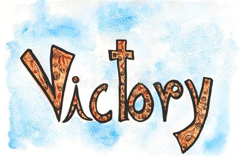 Victory Text Illustration Line Art Design Typography Calligraphy In