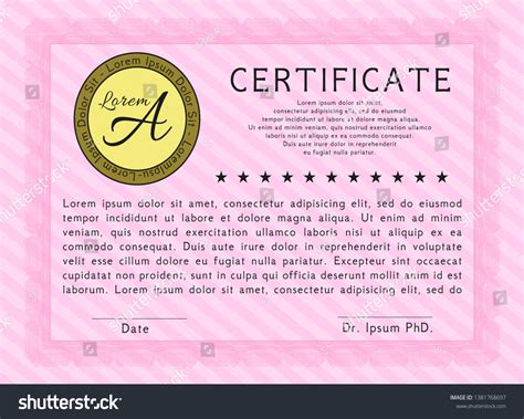 Pink Diploma Or Certificate Template With Royalty Free Stock Vector
