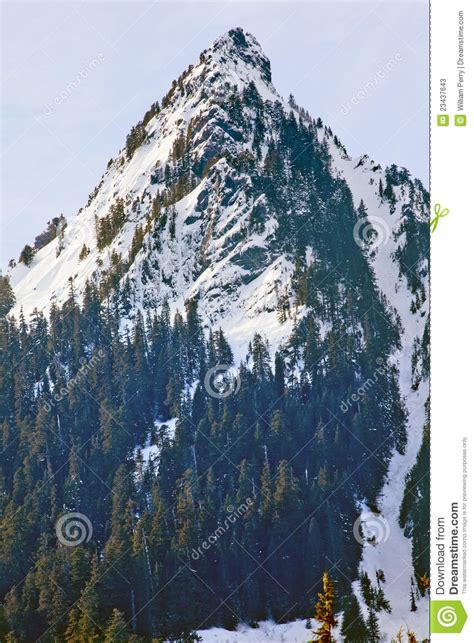 Snowy Mcclellan Butte Snoqualme Pass Washingto Stock Image Image Of
