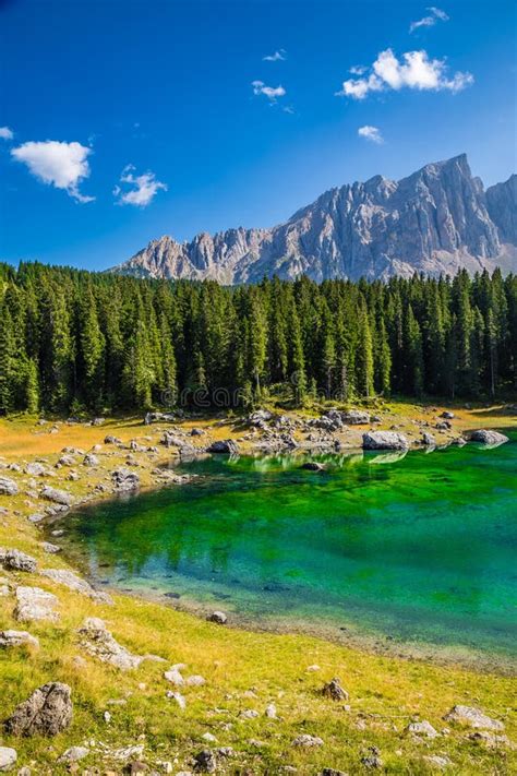Lake Carezza Bolzano South Tyrol Italy Stock Photo Image Of