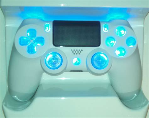 White Ps4 Controller Custom Blue Led Mod Strong Durable