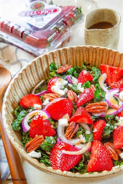 Kale Salad With Strawberries Goat Cheese And Pecans