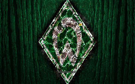 Download Wallpapers Werder Bremen Fc Scorched Logo Bundesliga Green Wooden Background German