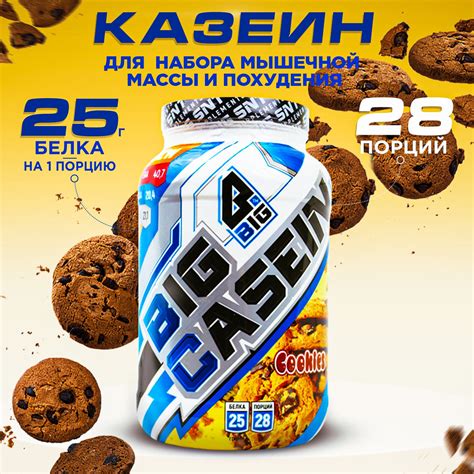 Протеин Bigsnt Big Casein мицеллярный казеин со вкусом печенья для набора мышечной массы и