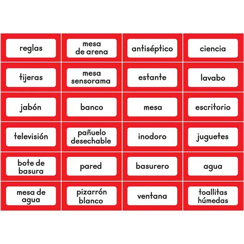 Spanish English Classroom Labels Printable