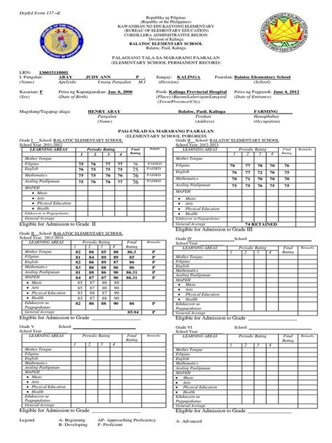 Deped Form 137 Edited Physical Education Philippines Free 30 Day