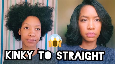 How To No Relaxer C Natural Hair Bone Straight Youtube