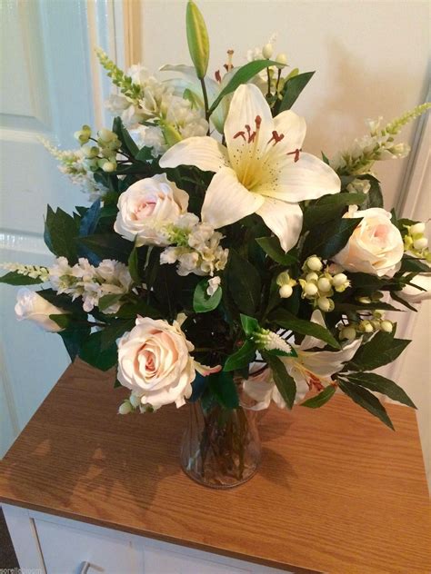 beautiful large premium artificial flower vase bouquet etsy uk flower vase arrangements