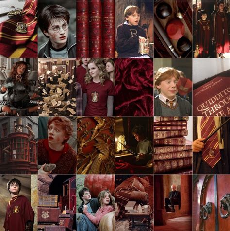 Harry Potter Gryffindor Red Aesthetic Wall Kit Photo Collage Etsy