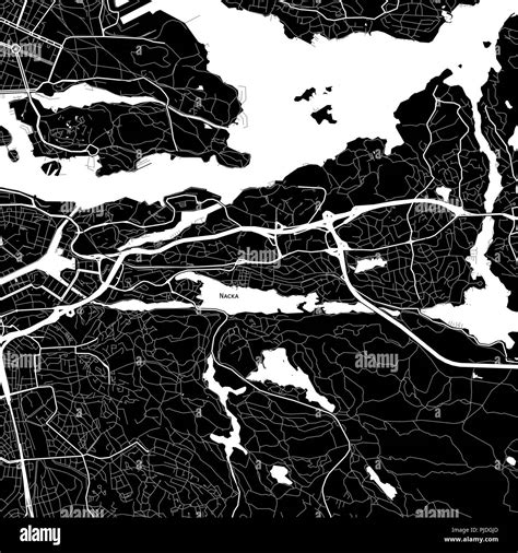 Mapa De La Zona De Nacka Suecia Fondo Oscuro Versión Para Infografía