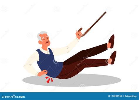 Old Man Elderly Person Set Pose Sequences Vector Illustration