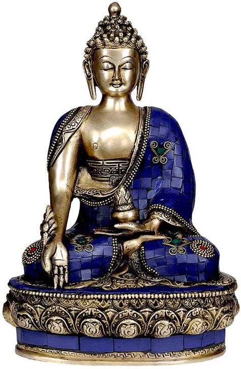 13 Tibetan Buddhist Deity Lapis Healing Buddha In Brass Handmade