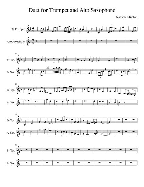 Duet For Trumpet And Alto Saxophone Sheet Music For Trumpet Alto