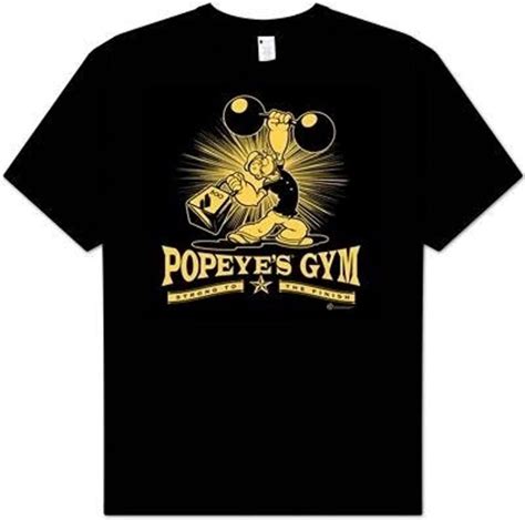 Popeye Cartoon Popeyes Gym Adult Black T Shirt Tee Shirt Black M Uk Clothing