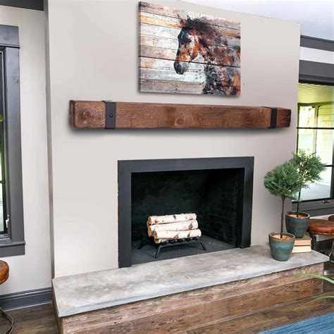 Mantel With Metal Straps Fireplace Mantel 6x6 Mantle Etsy Rustic