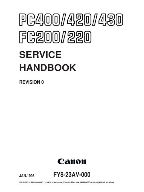 Canonfc200 220 Pc400 420 430 Sm Pdf Image Scanner Power Supply
