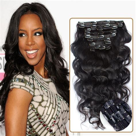 Full Head Body Wave Brazilian Clip In Human Hair Extensions Clip In