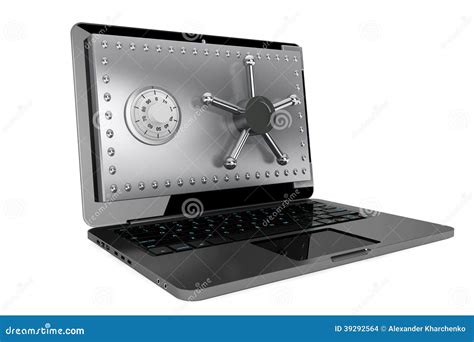 Computer Security Concept Laptop With Safe Door Stock Photo Image Of