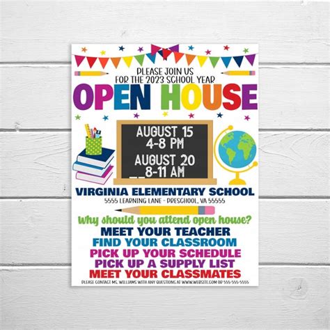 School Open House Flyer Editable Back To School Invite Meet The