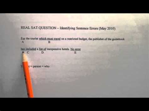 Sat Writing Identifying Sentence Errors Pronoun Who Real Sat