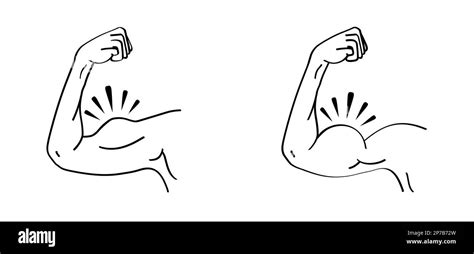 Bíceps Símbolo De Codo Humano De Dibujos Animados Dibujo De Contorno