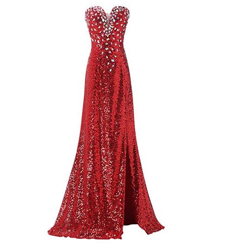sparkling red sequin prom dresses long rhinestones sweetheart corset sexy women cheap dress