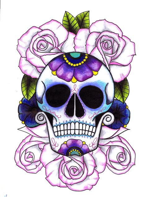 Skull And Roses Tattoos Bed Of Roses Sugar Skull Tattoo Deesign