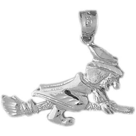 925 Sterling Silver Witch On Broom Pendant