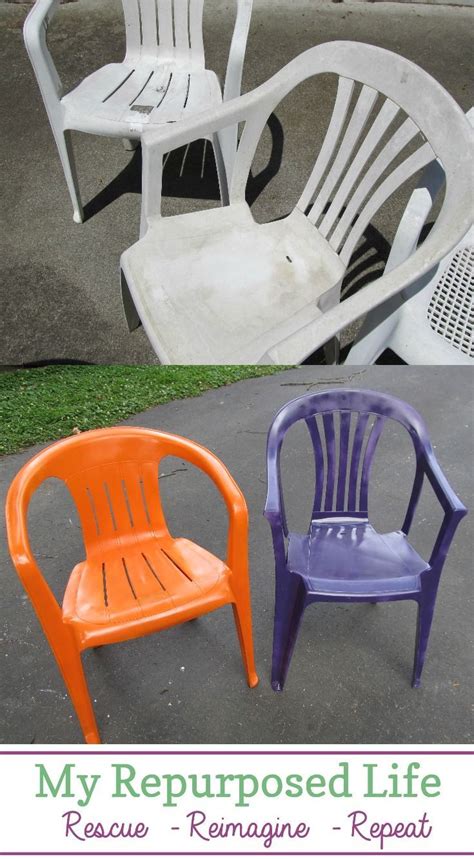 Set of 6 plastic garden chairs by allibert used condition sold as seen stackable for easier storage no chips or cracks but. spray paint plastic chairs in 2020 | Painting plastic ...