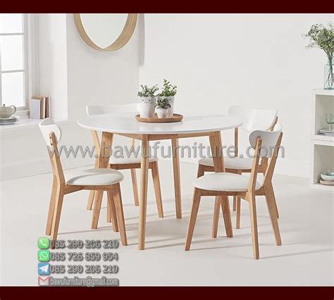jual set meja makan minimalis  kursi modern terbaru bawu furniture