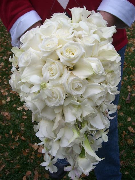 White Cascade White Cascade Bridal Bouquet Of Orchids