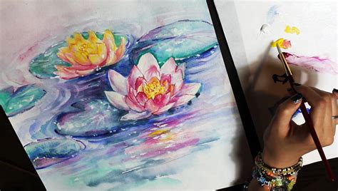Watercolor Painting Time Lapse Abstract Water Lilies
