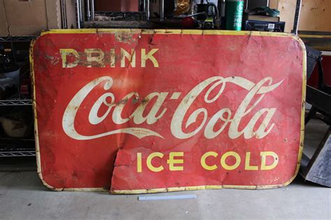 1950s Vintage Drink Coca Cola Sign 56 X 36
