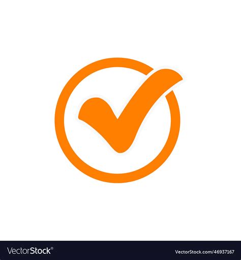 Orange Check Mark Icon Tick Symbol In Royalty Free Vector