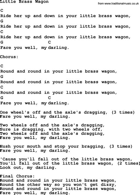 Top 1000 Folk And Old Time Songs Collection Little Brass Wagon Lyrics With Chords And Pdf