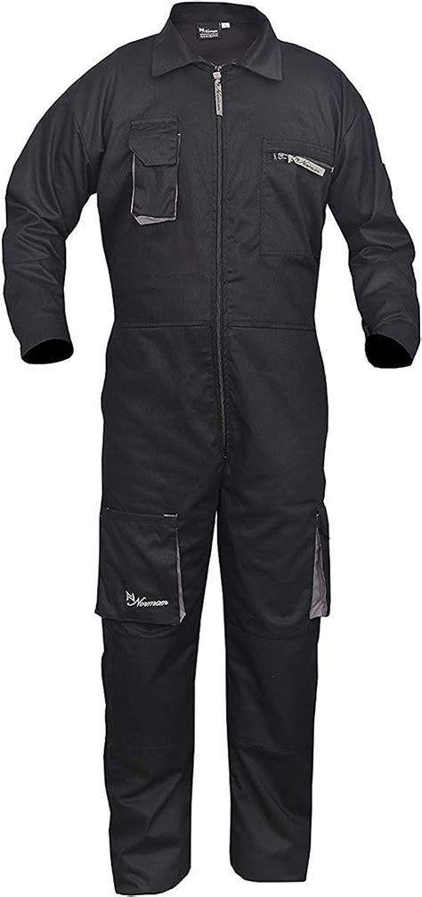 Norman Black Work Wear Mens Overalls Boiler Suit Coveralls Mechanics