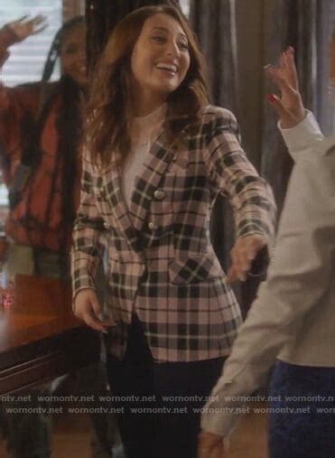 Wornontv Anas Pink Plaid Double Breasted Blazer On Grown Ish Francia Raisa Clothes And