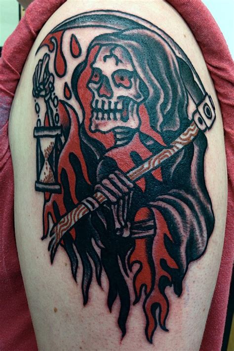 American Traditional Grim Reaper Tattoo Car Tuning