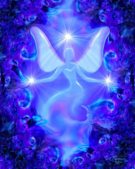 Blue Angel Wall Art Reiki Meditation Healing Energy Print Dream