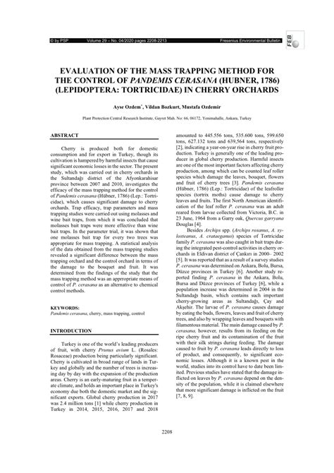 Pdf Evaluation Of The Mass Trapping Method For The Control Of