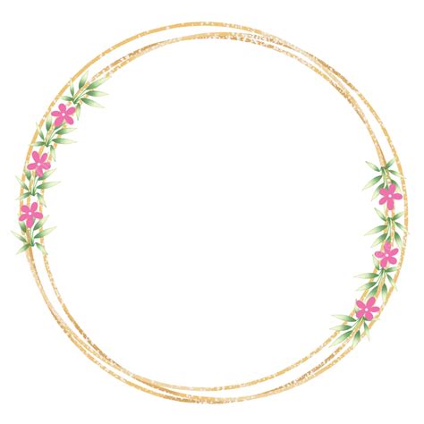 Golden Circle Decorated With Flowers Golden Circle Flower Nature Png