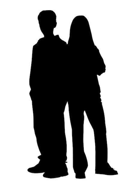 Premium Vector Silhouette Of Standing Boy And Girl Vector