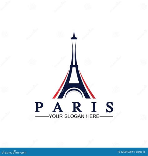 Paris And Eiffel Tower Logo Vector Icon Illustrator Design Template