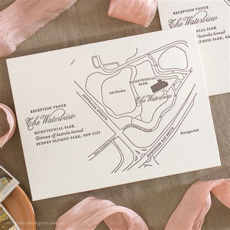 Custom Maps For Letterpress Wedding Invitations Directing Your Guests