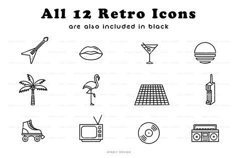 Retro Glow 80s Neon Icon Set 357001 Icons Design Bundles