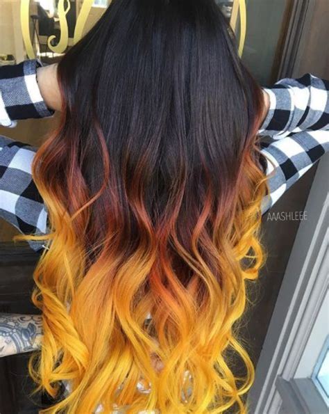 Black To Brown To Yellow Ombre Hair Frisuren Black
