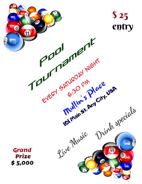 Pool Tournament Flyer Template Free